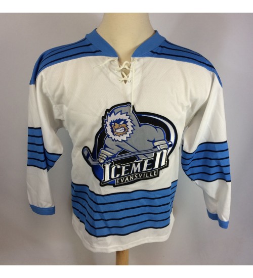 Custom ECHL Evansville IceMen Hockey Jersey Blue